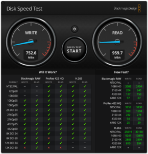 DiskSpeedTest 외장 ssd(transcend1T)